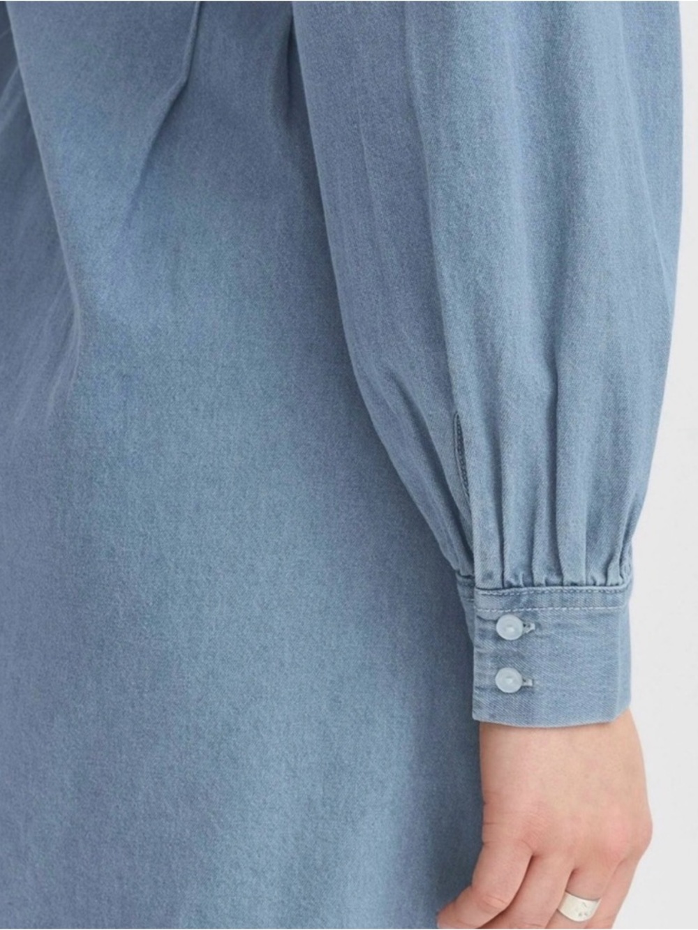 ICHI Light Wash Denim Button-Front Dress - Picture 4 of 6
